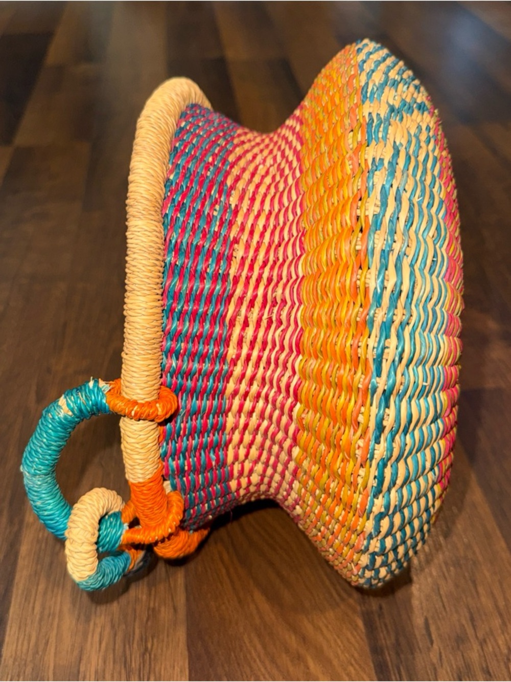 Handwoven Colorful Bolga Farmers Market Basket - Picture 7 of 12